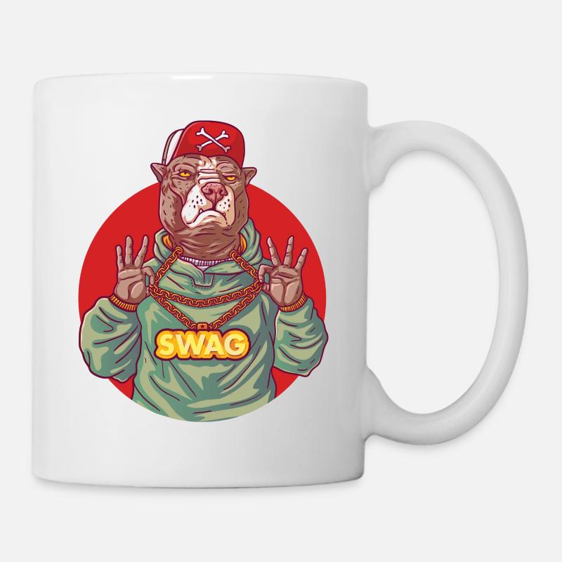 Gangster pit-bull avec swag - Mug blanc - blanc