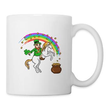 St Patricks Day Leprechaun riding unicorn - Tasse - Weiß - Rechts