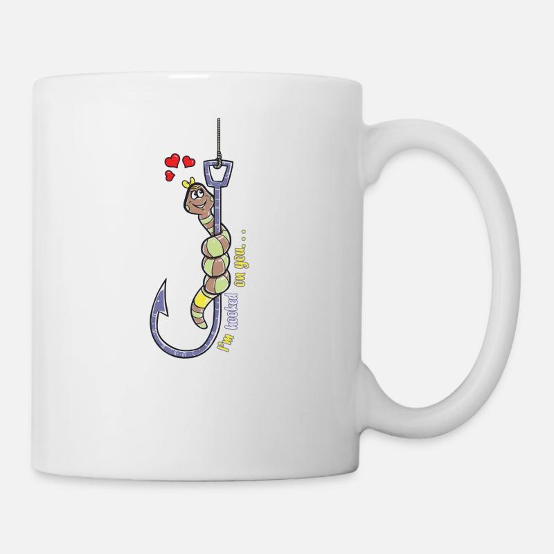 Fishing hook worm fishing gift funny fish - Mug - white