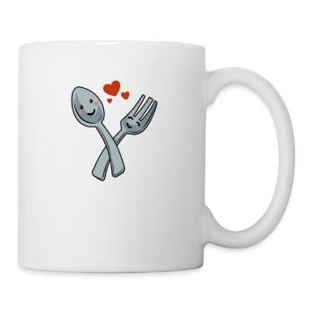 Valentine couverts amour cuillère fourche coeur couple - Mug blanc - blanc - Droite