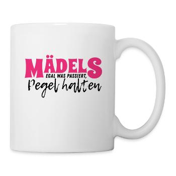 Mädels, egal was passiert, Pegel halten - Party - Tasse - Weiß - Rechts