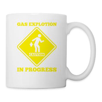 Signe de prudence Explosion de gaz en cours Fart drôle - Mug blanc - blanc - Droite