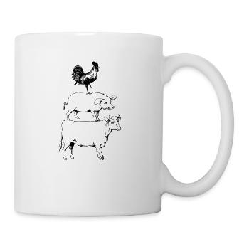 T-shirt empilé d'animaux de ferme. Viande de coq de cochon de vache - Mug blanc - blanc - Droite