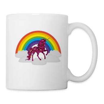 Regenbogen Einhorn - Tasse - Weiß - Rechts