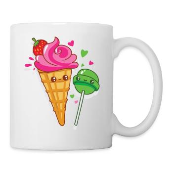 Happy ice cream and lollipops are in love - Mug - white - Right