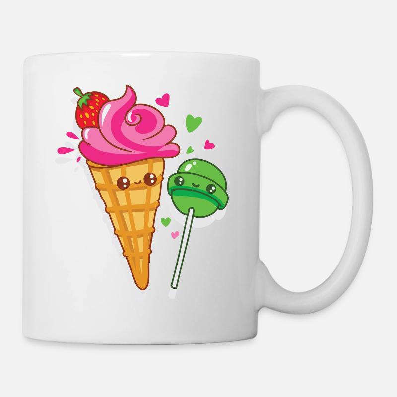Fröhliches Eis und Lutscher sind verliebt - Tasse - Weiß
