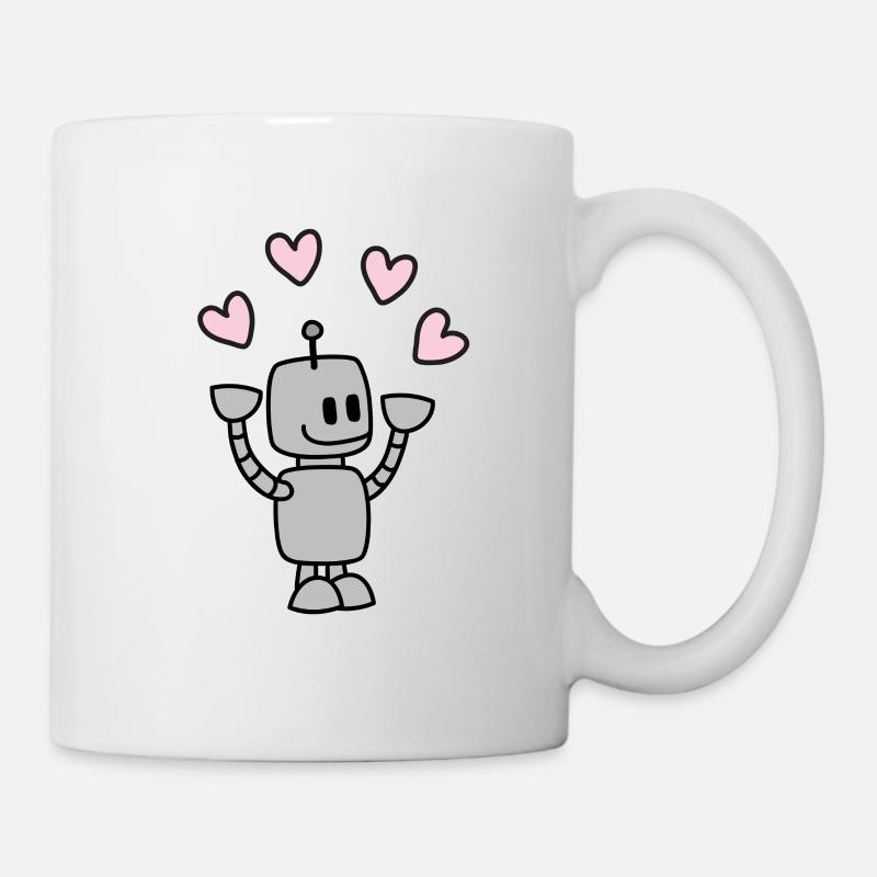 Funny robot juggles with heart - Mug - white