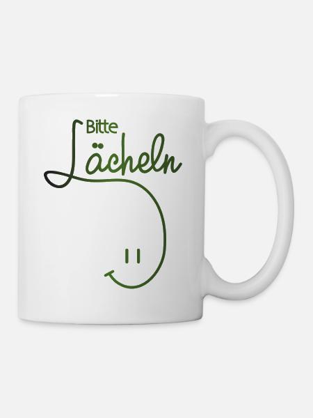 Bitte lächeln, please smile, smiley, - Tasse - Weiß
