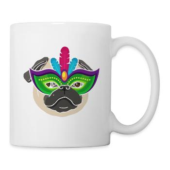 Ich liebe Mops Geschenk Karneval Fasching Mardi Gr - Tasse - Weiß - Rechts