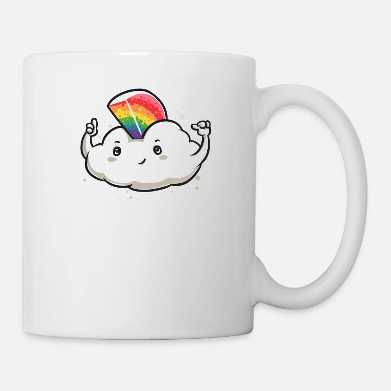 Cadeau drôle de mignonne arc-en-ciel nuage mignon - Mug blanc - blanc