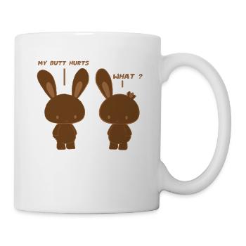 My Butt Hurts, What? Funny Chocolate Bunny Bitten - Mug - white - Right