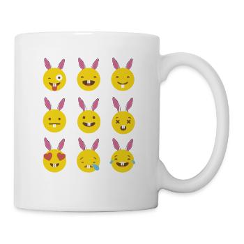 Beaucoup d'Emojis avec des oreilles de lapin de Pâques Funny Pascha - Mug blanc - blanc - Droite