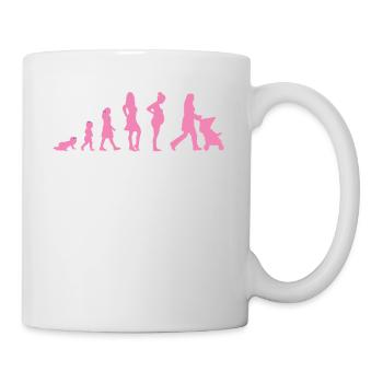 Evolution - Frau - Lustig - Geschenk - Kind - Tasse - Weiß - Rechts
