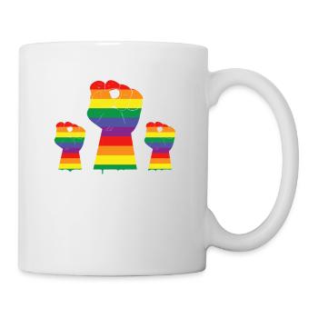 TOGETHER WE RISE! HEB DEINE FAUST - MENSCHENRECHTE - Tasse - Weiß - Rechts