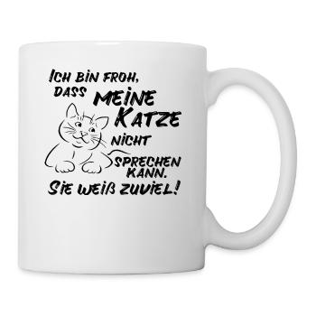 Katze Weiß Zuviel Kätzchen Geschenk Geschenkidee - Tasse - Weiß - Rechts