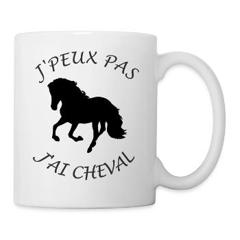 J'peux pas j'ai Cheval - Mug blanc - blanc - Droite