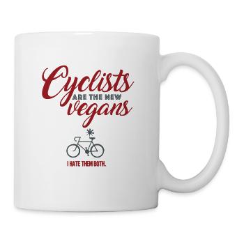 Anti vegan and cyclist motif - Mug - white - Right