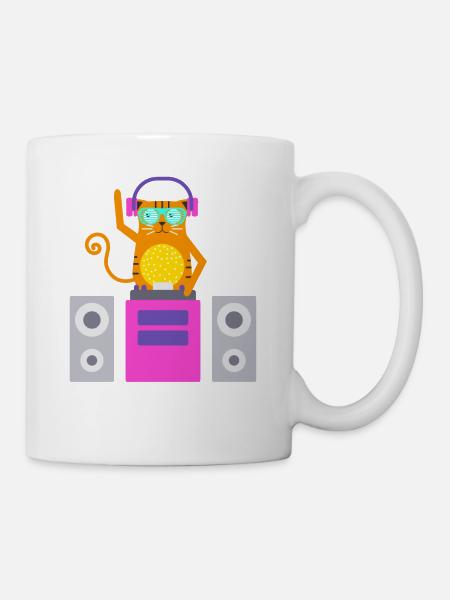 DJ Katze - Tasse - Weiß