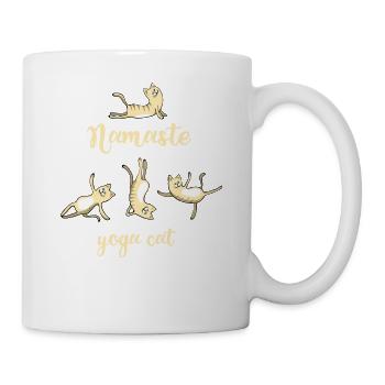 yoga cat Namaste Katze om frau miau humor LOL spor - Tasse - Weiß - Rechts