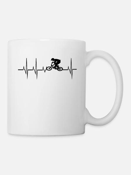 vélo cross VTT battement de coeur - Mug blanc - blanc