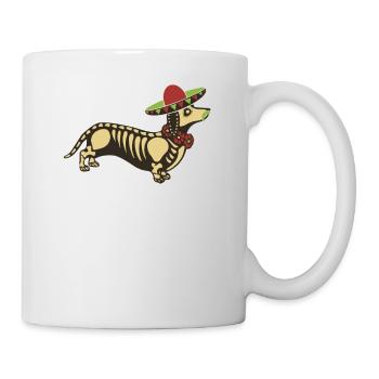 Wiener Hund Sugar Skull Sombrero Schnurrbart Mexikaner - Tasse - Weiß - Rechts