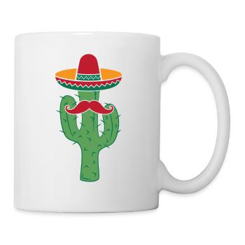 Kaktus mit Sombrero-Schnurrbart-lustigem Cinco De Mayo - Tasse - Weiß - Rechts