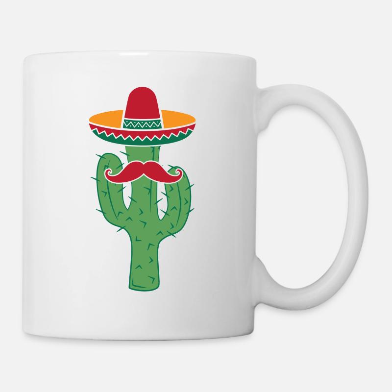 Cactus With Sombrero Mustache Funny Cinco De Mayo - Mug - white