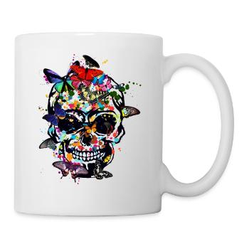tete de mort Schädel Schmetterling Schädelentwurf Fantasie - Tasse - Weiß - Rechts