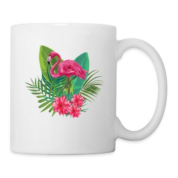 Flamingo, flowers, nature; Stylish gift idea - Mug - white - Right