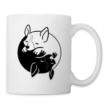Yin Yang Hunde Chinesisches Tai Chi Symbol Wortspiel Corgi - Tasse - Weiß - Rechts