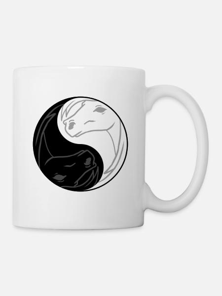 Yin Yang Pferd Lustiges chinesisches Tai Chi Symbol - Tasse - Weiß