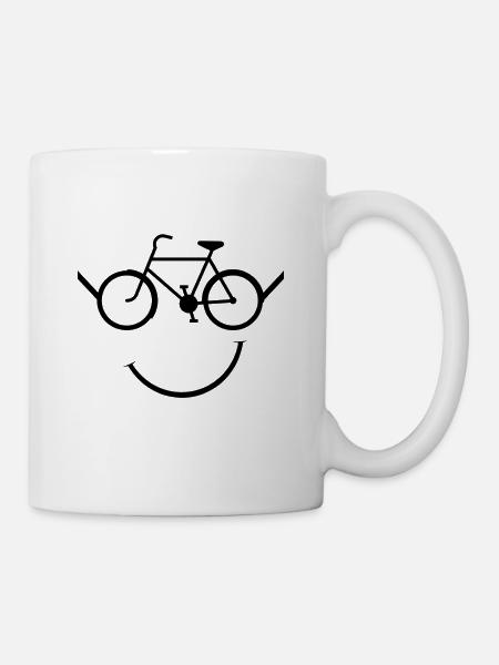 Fahrrad Smiley - Geschenk - Tasse - Weiß