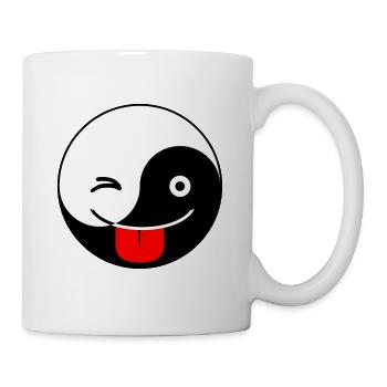 Yin Yang clin d'oeil et Tounge Emoji Tai Chi symbole mignon - Mug blanc - blanc - Droite