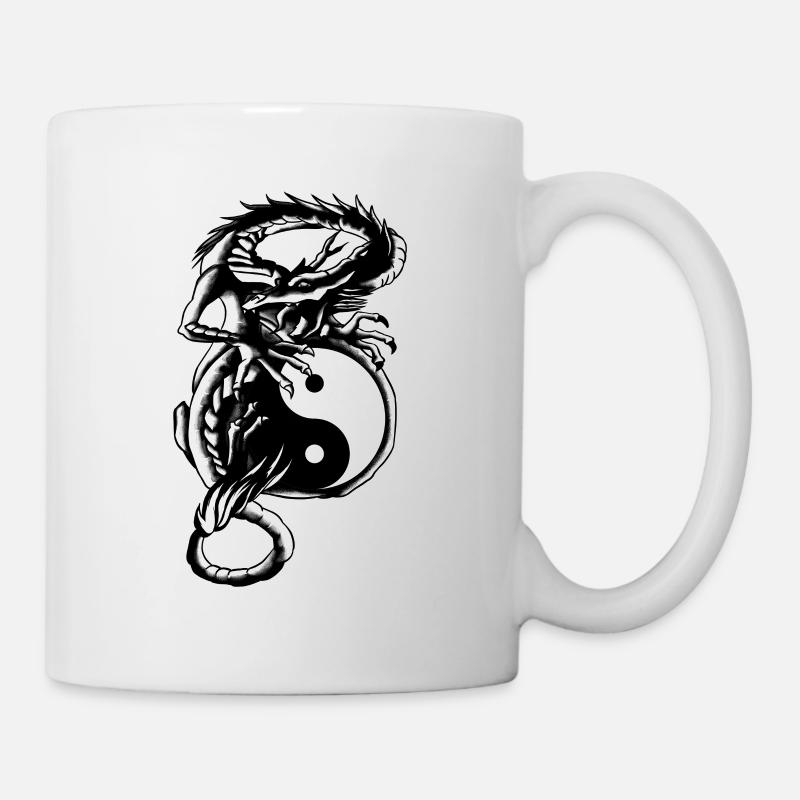 Yin Yang Dragon Light & Dark Balance Chinois - Mug blanc - blanc