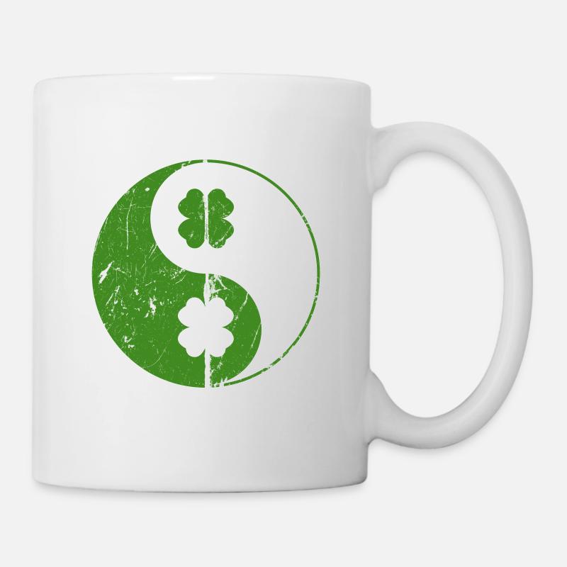 Yin Yang Shamrocks Chinese Symbol St. Patrick - Mug - white