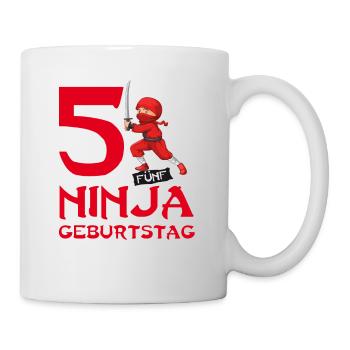 Ninja 5. fünfter Kinder Geburtstag Karate T-Shirt - Tasse - Weiß - Rechts
