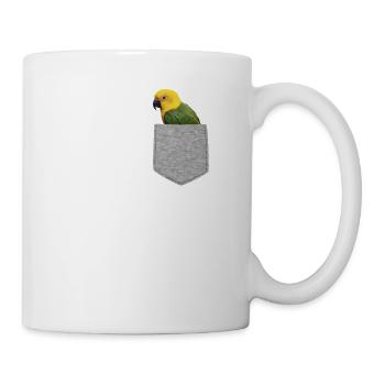 Gefälschtes Taschen-Sittich-T-Shirt - lustiger Vogel - Tasse - Weiß - Rechts