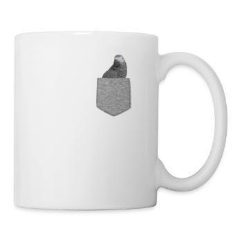 Faux poche perroquet gris africain drôle oiseau nouveauté - Mug blanc - blanc - Droite
