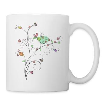 Oiseau Floral branch design - Mug blanc - blanc - Droite