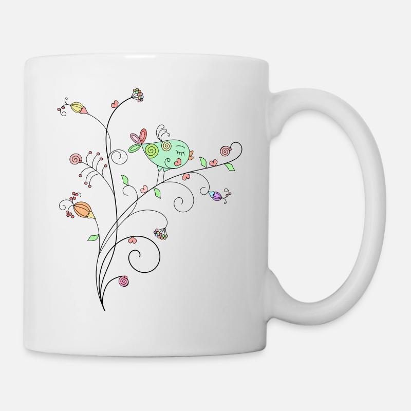 Oiseau Floral branch design - Mug blanc - blanc