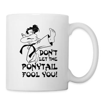 Don't let the Ponytail fool you - karate fight - Mug - white - Right