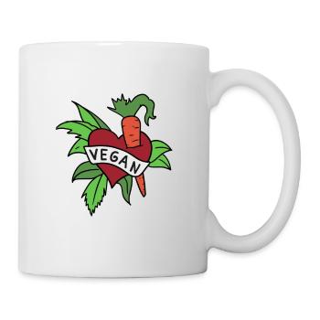 Vegan heart with carrot and lettuce - vegetarian - Mug - white - Right