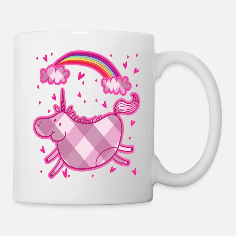 Chubby unicorn rainbow lozenge pink gift - Mug - white