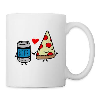 Bier und Pizza Liebe bis zum Tod - Tasse - Weiß - Rechts