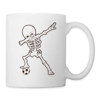 Dabbing Skelett Fussball T-Shirt Soccer Skeleton - Tasse - Weiß - Rechts