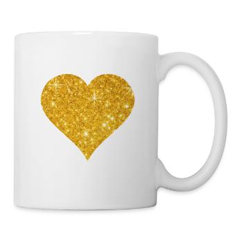 Coeur d'or amour Saint Valentin couple cadeau - Mug blanc - blanc - Droite