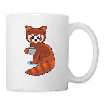 Roter Panda mit Kaffee Geschenk Cartoon Kawaii - Tasse - Weiß - Rechts