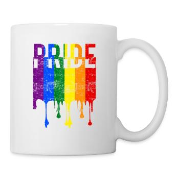 Gay pride rainbow banner - Mug - white - Right