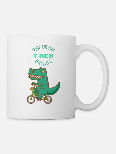 Strample oder sterbe - T-Rex Fahrrad - Tasse - Weiß