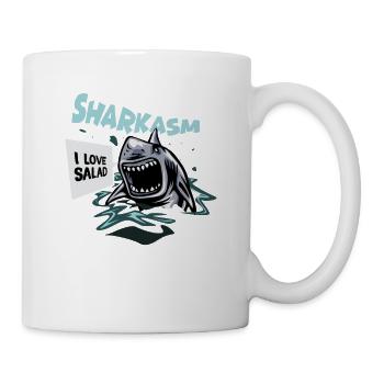 Sharkasm Lustiges Hai Geschenk für Veganer - Tasse - Weiß - Rechts